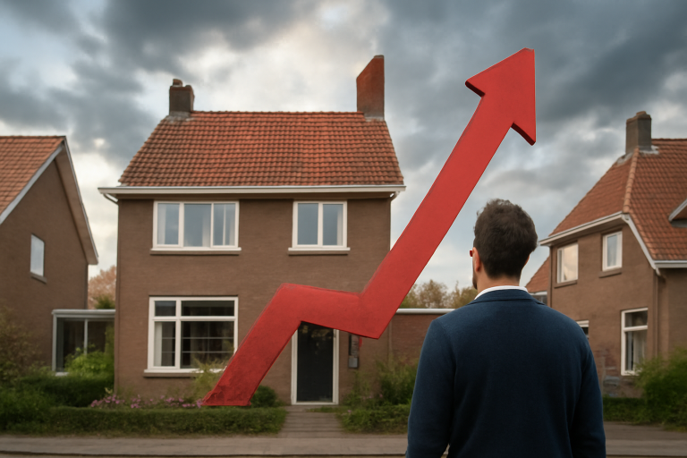 AI-illustratie bij: Concept: Wonen & Vastgoed — Wereldwijde onrust leidt tot grootste stijging van hypotheekrente in