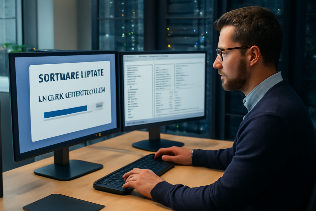 AI-illustratie bij: Concept: Technologie & Hosting — Software-update - Double Commander 1.2.9