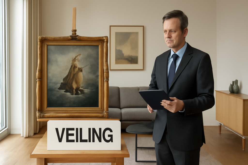 AI-illustratie bij: Veiling van kunstwerken door VRT: gevolgen voor vastgoed en inrichting bij verhuizing