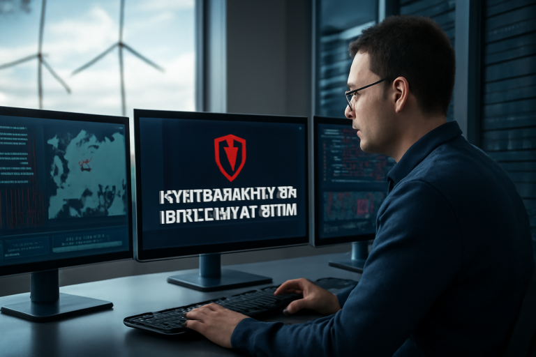 AI-illustratie bij: Kwetsbaarheid van beheersystemen in Europese wind- en zonneparken voor cyberaanvallen