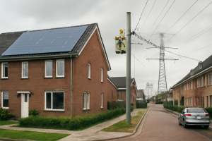 AI-illustratie bij: Uitdagingen en innovaties rond het overvolle stroomnet bij woningbouw