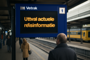 AI-illustratie bij: Tijdelijke storing bij NS zorgt voor uitval actuele reisinformatie op digitale borden